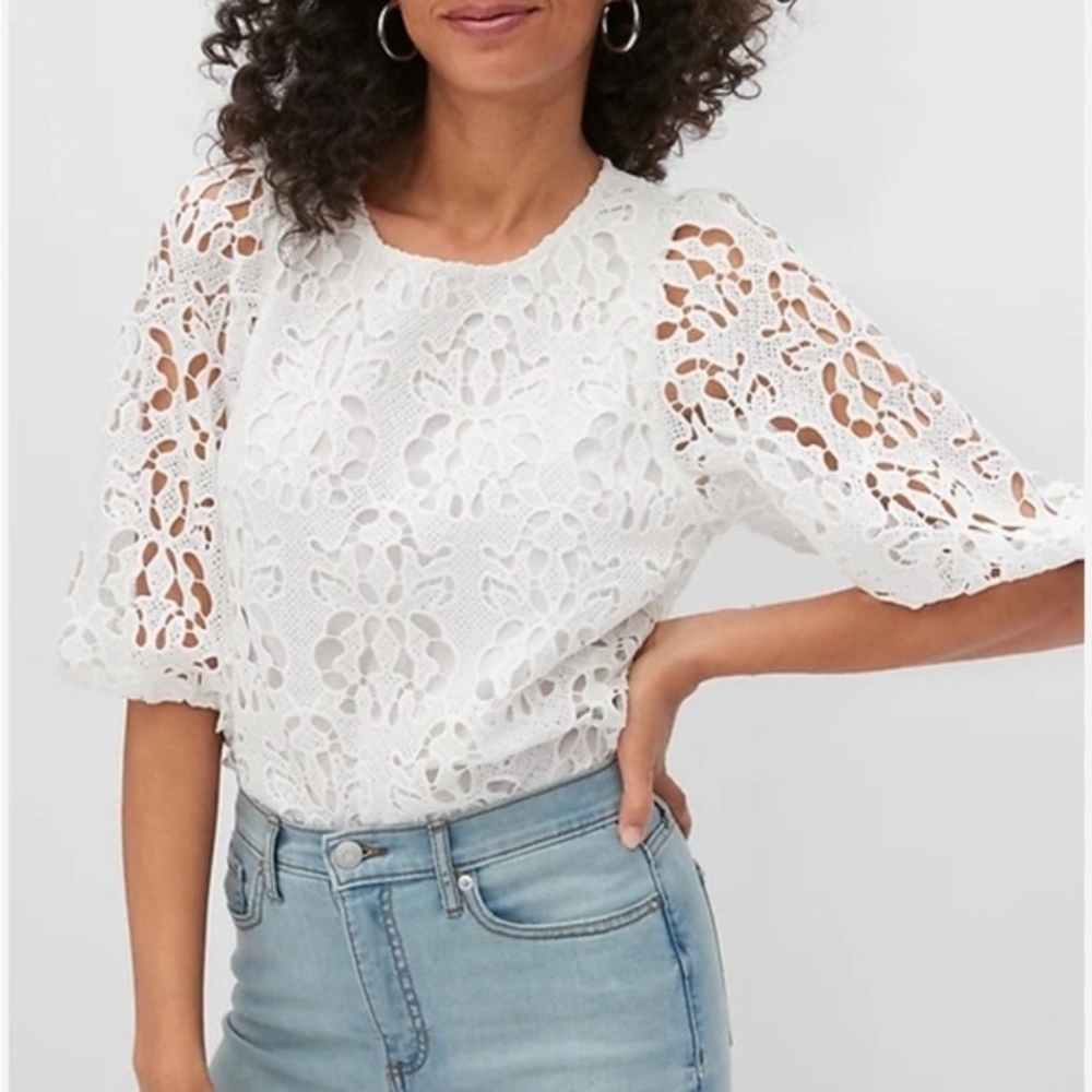 Banana Republic White Lace Blouse